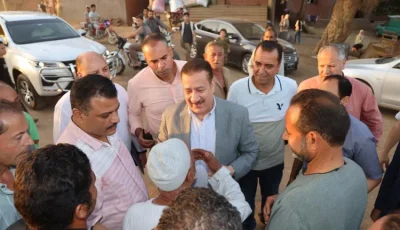 محافظ المنوفية يزور المواقع المتضررة من ارتفاع منسوب المياه وإعفائهم من الإيجار السنوي بالتنسيق مع الري