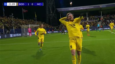 بودو/ غليمت ضد مان سيتي.. جليمت يسجل هدفين في دقيقتين أمام مانشستر سيتي في دوري أبطال أوروبا