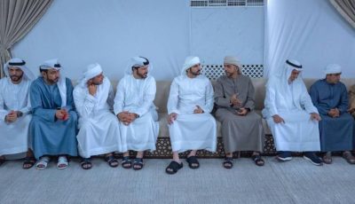 حمدان بن محمد يقدم واجب العزاء في وفاة علي سالم علي العديدي