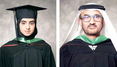 تخرّج أب وابنته معاً في مشهد يعكس الإصرار والشغف بالعلم